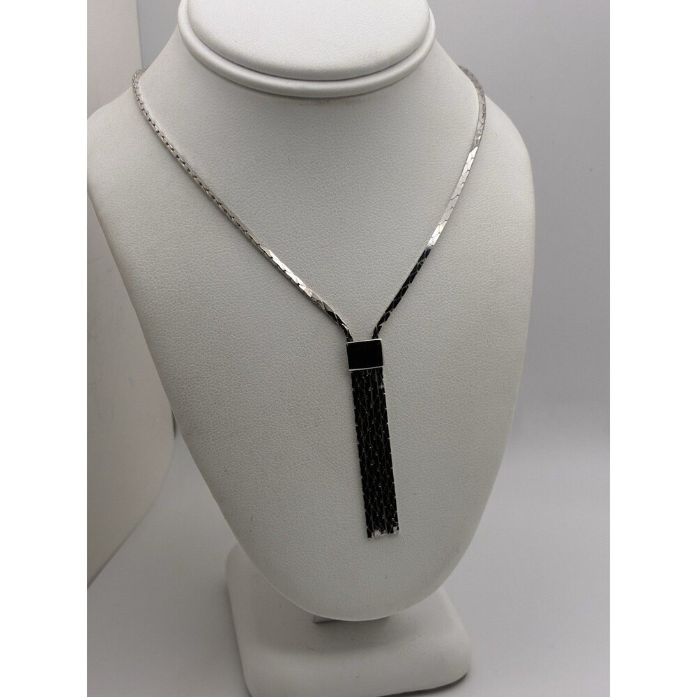 Avon Subtle Shimmer Silver Tone Chain Tassel Necklace VTG
